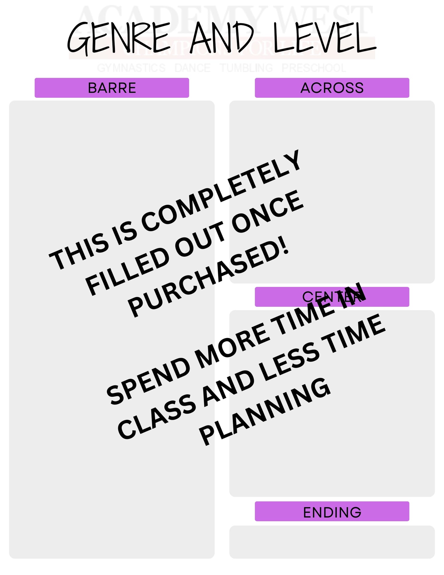 BALLET LESSON PLANS 1